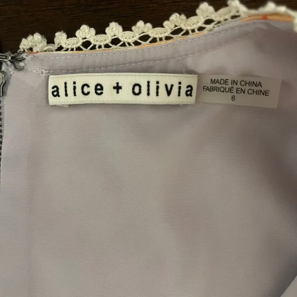 Alice + Olivia Kirean V-Neck Sleeveless Floral Mini Dress Posy Garden Size 6 - Picture 7 of 9